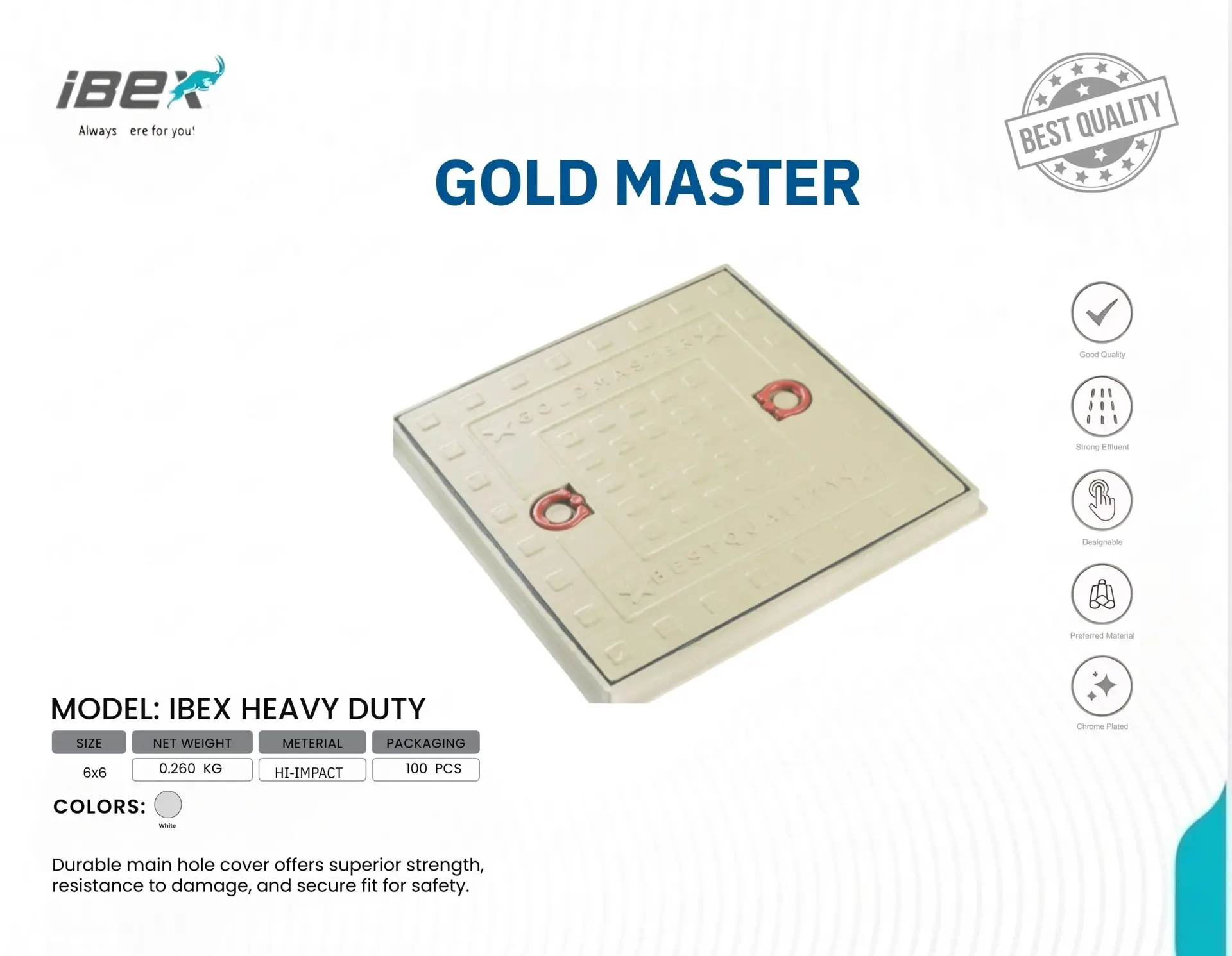 MAINHOLE COVER (24) IBEX ABS Gold Master Drain - Image 1